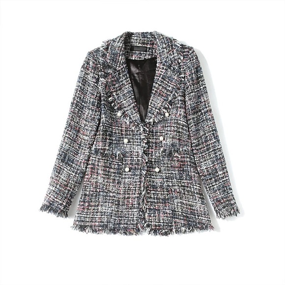 FINAL SALE! Rainbow tweed blazer w/ pearl buttons - Picture 11 of 15